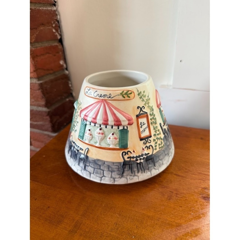 Yankee Candle Summer Cafe La Creme Jar Topper 5"H X 6 3/8"W